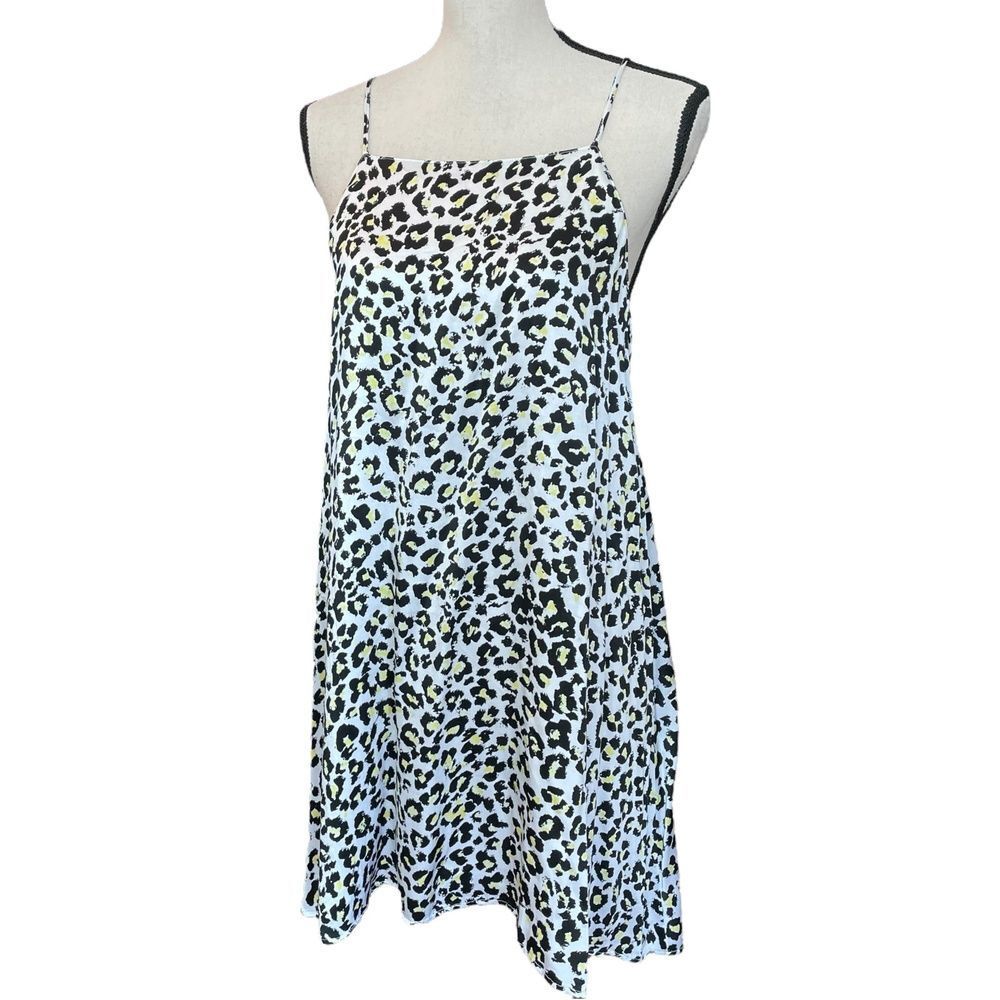 Volcom Stone Row Womens Mental 4 Metal Slip Dress Leopard Print Black White S